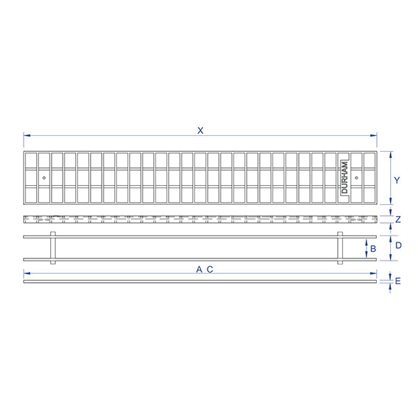 Galvanised Trench Grate &amp; Frame MSTF3025